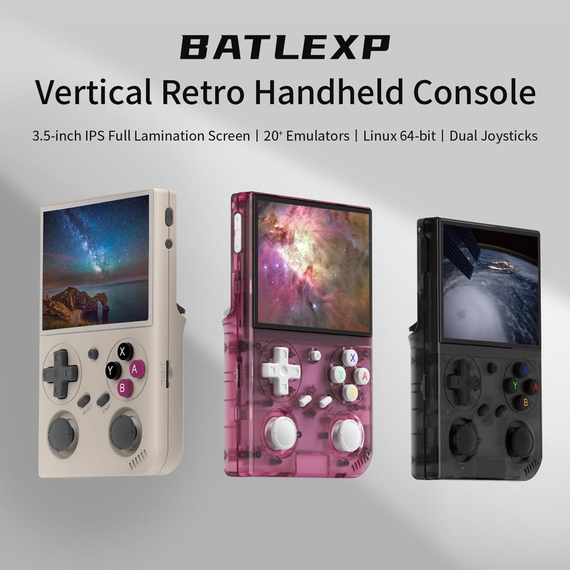 GiipGoop G350 Retro Handheld Game Console , G350 Retro Gaming Console 3.5'' IPS Screen Linux System Built-in 64G TF Card 20+Emulators Pre-Installed 4371 Games Retro Game Console with 3200mAh Battery Pink - Image 2